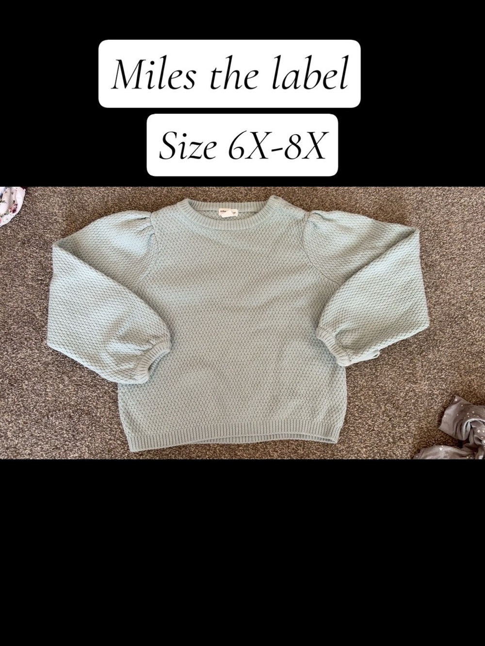 Miles The Label Kids Sage Puff-Sleeve Sweater